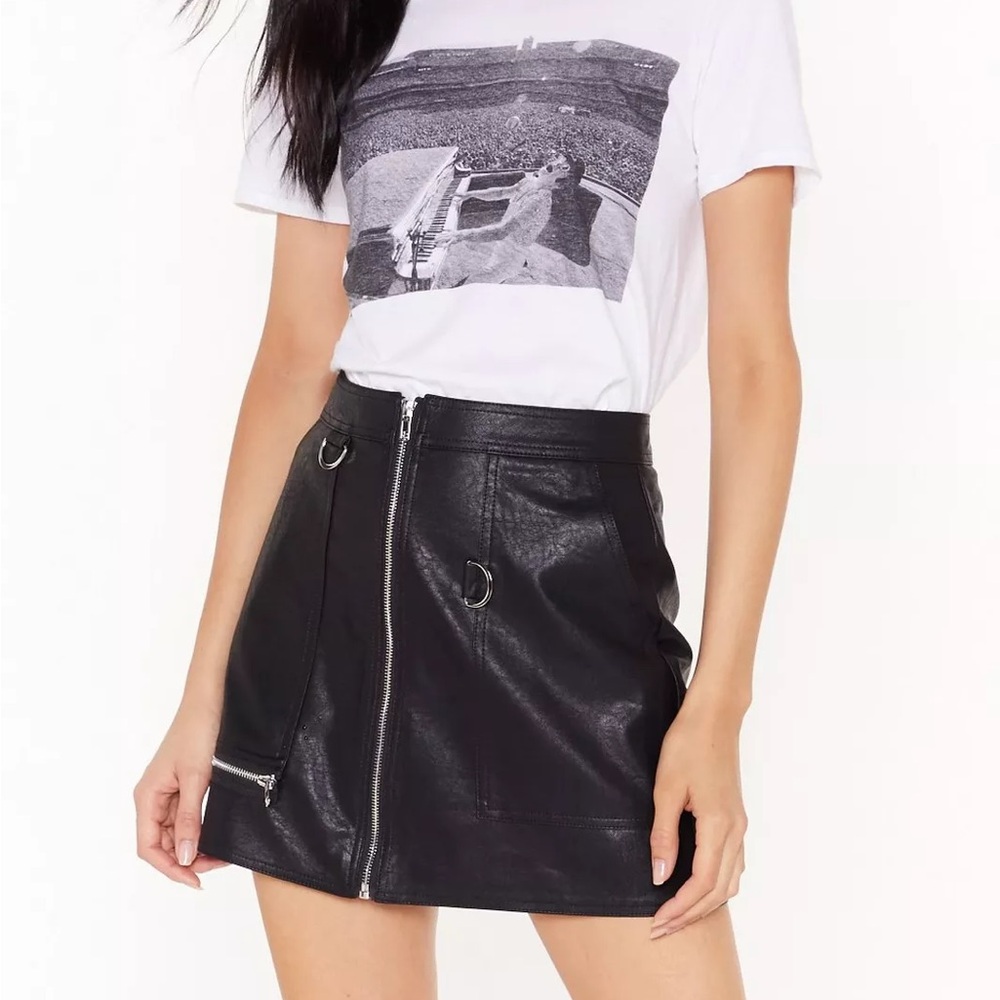 NWT Nasty Gal Zip Up Your Troubles Faux Leather Mini Skirt
